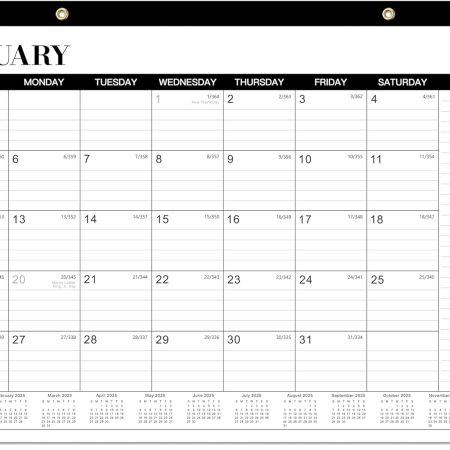 2025-2026 Desk Calendar - Desk Calendar 2025-2026, Jul.2025 - Dec.2026, 18 Monthly Desk/Wall Calendar 2-in-1,16.8" x 12", Thick Paper with Corner Protectors, Large Ruled Blocks - Classic Black