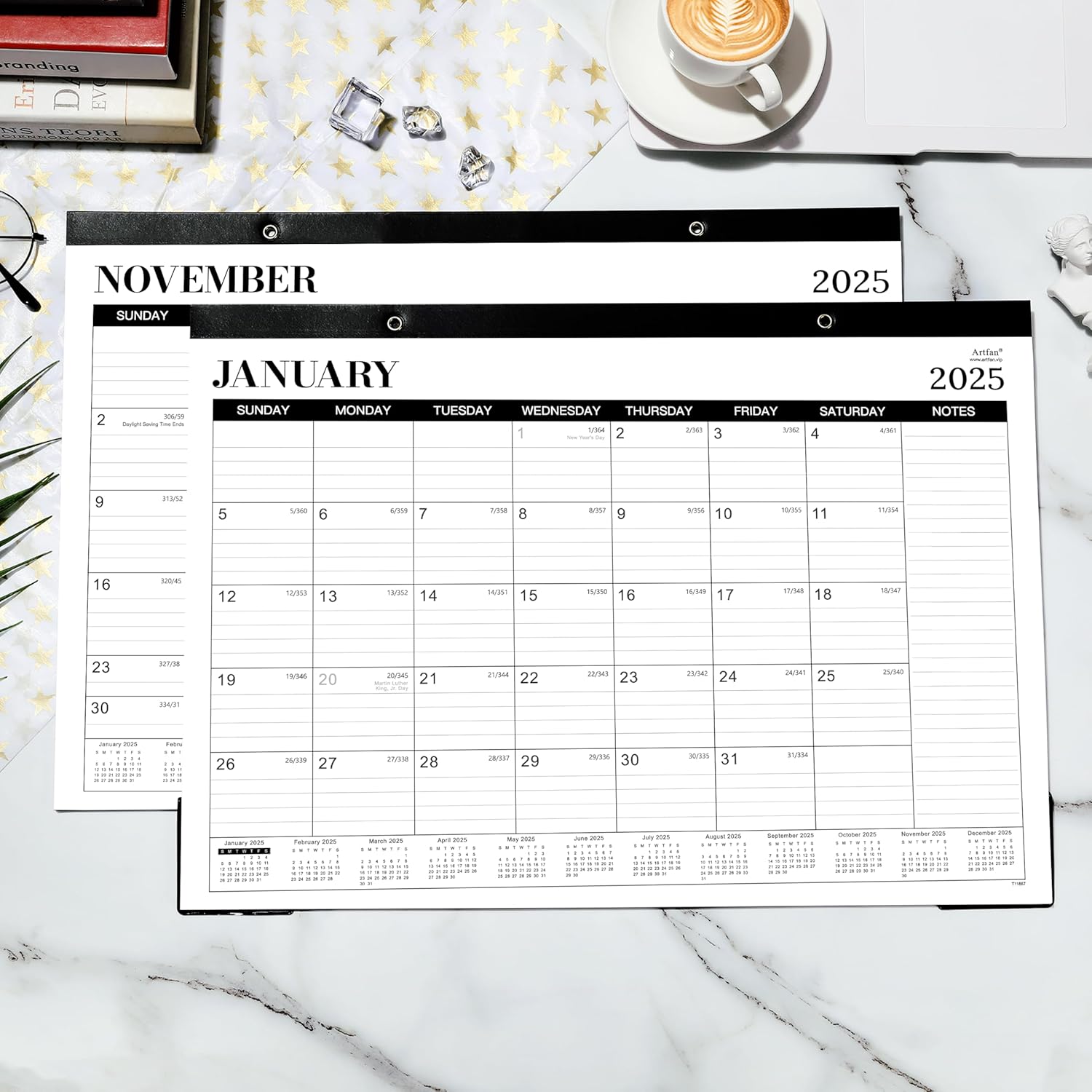 2025-2026 Desk Calendar - Desk Calendar 2025-2026, Jul.2025 - Dec.2026, 18 Monthly Desk/Wall Calendar 2-in-1,16.8" x 12", Thick Paper with Corner Protectors, Large Ruled Blocks - Classic Black - Image 8