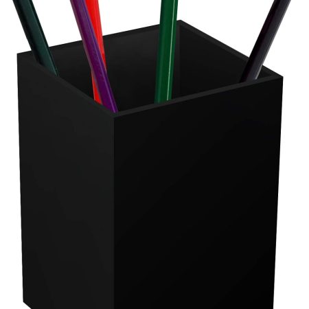 Acrylic Pen Holder for Desk, Black Pencil Organizer, Makeup Brush Holder Cup Storage Office Desktop Stationery Organizer