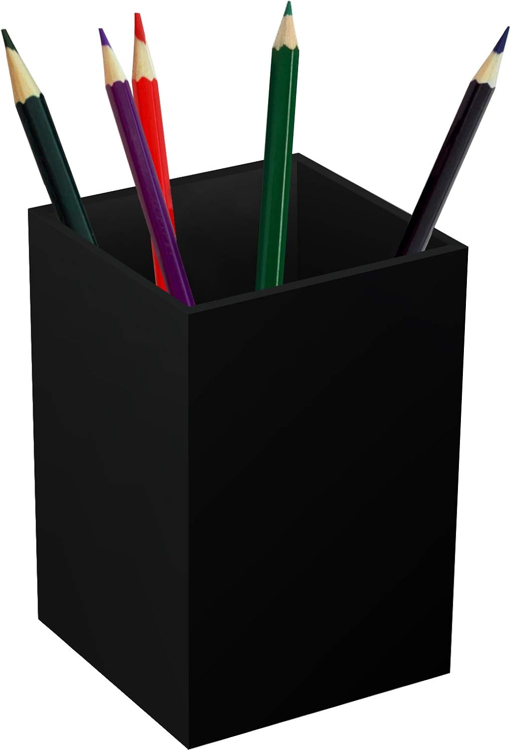 Acrylic Pen Holder for Desk, Black Pencil Organizer, Makeup Brush Holder Cup Storage Office Desktop Stationery Organizer