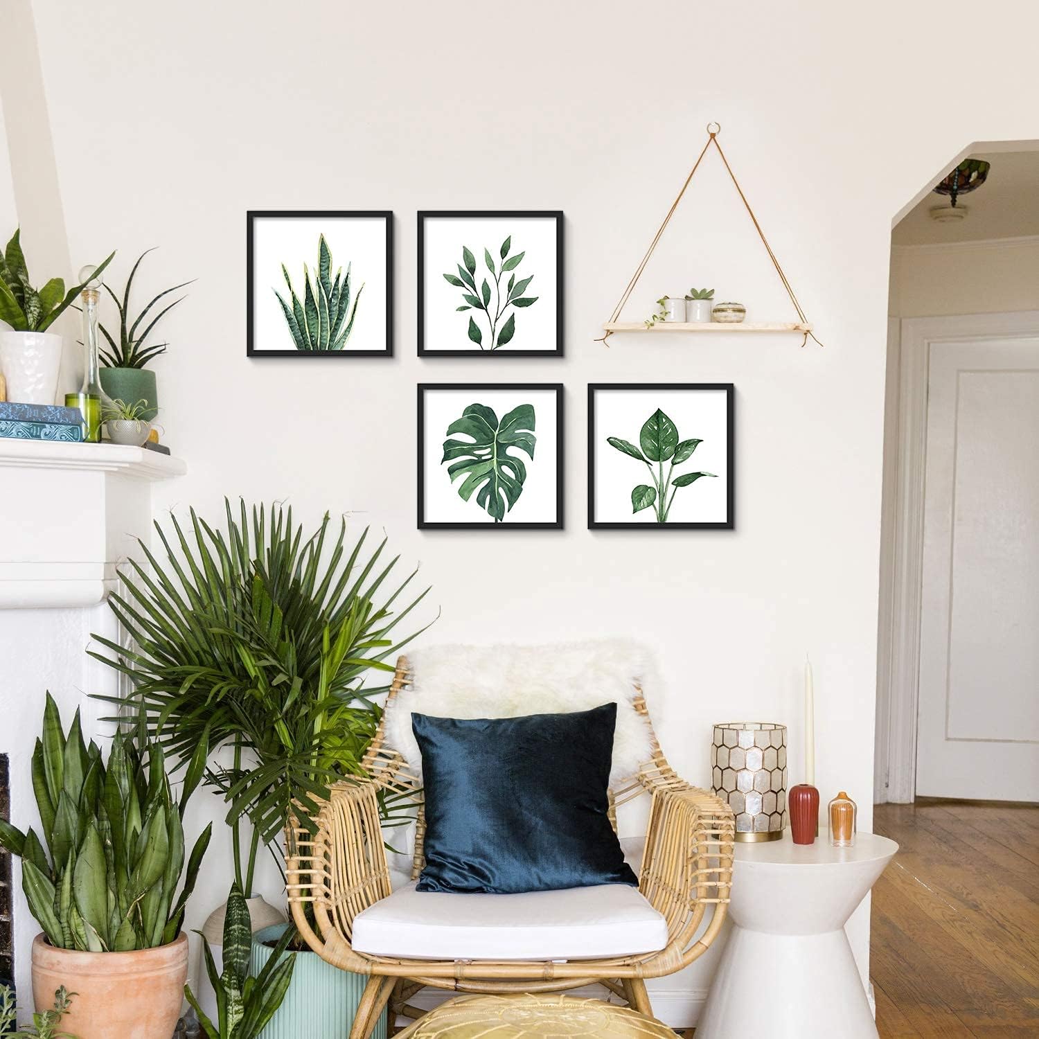 Bathroom Wall Art Set of 4 Botanical Wall Decor Green Plant Picture Frame Prints for Home Bedroom Restroom Decoration (Black, 10x10) - Image 6