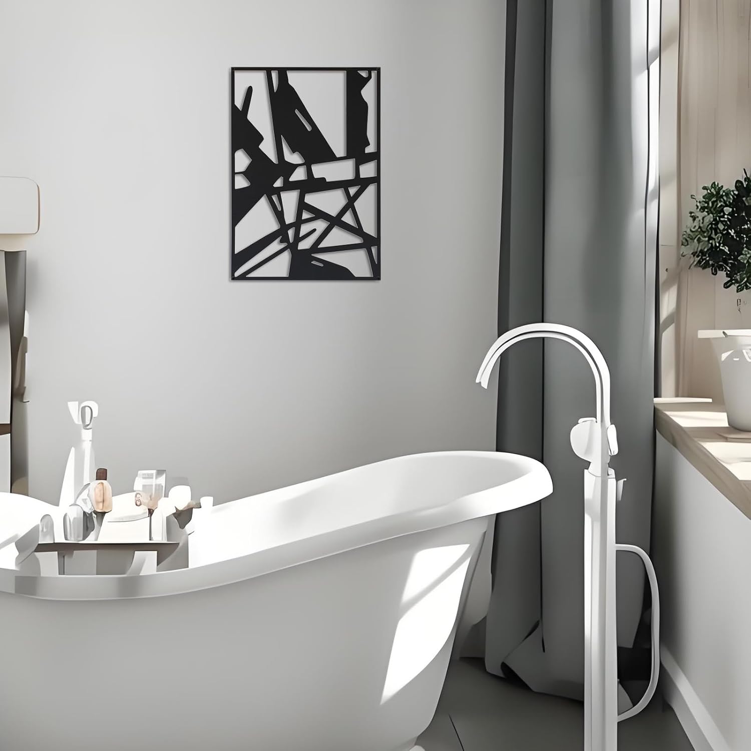 Metal Wall Art Decor for Living Room Bedroom Bathroom, Black Abstract Metal Wall Art Decor Sculptures, Modern 3D Single Line Textured Minimalist Decor for Home Office (17" x 12.2" x 3PCS) - Image 5