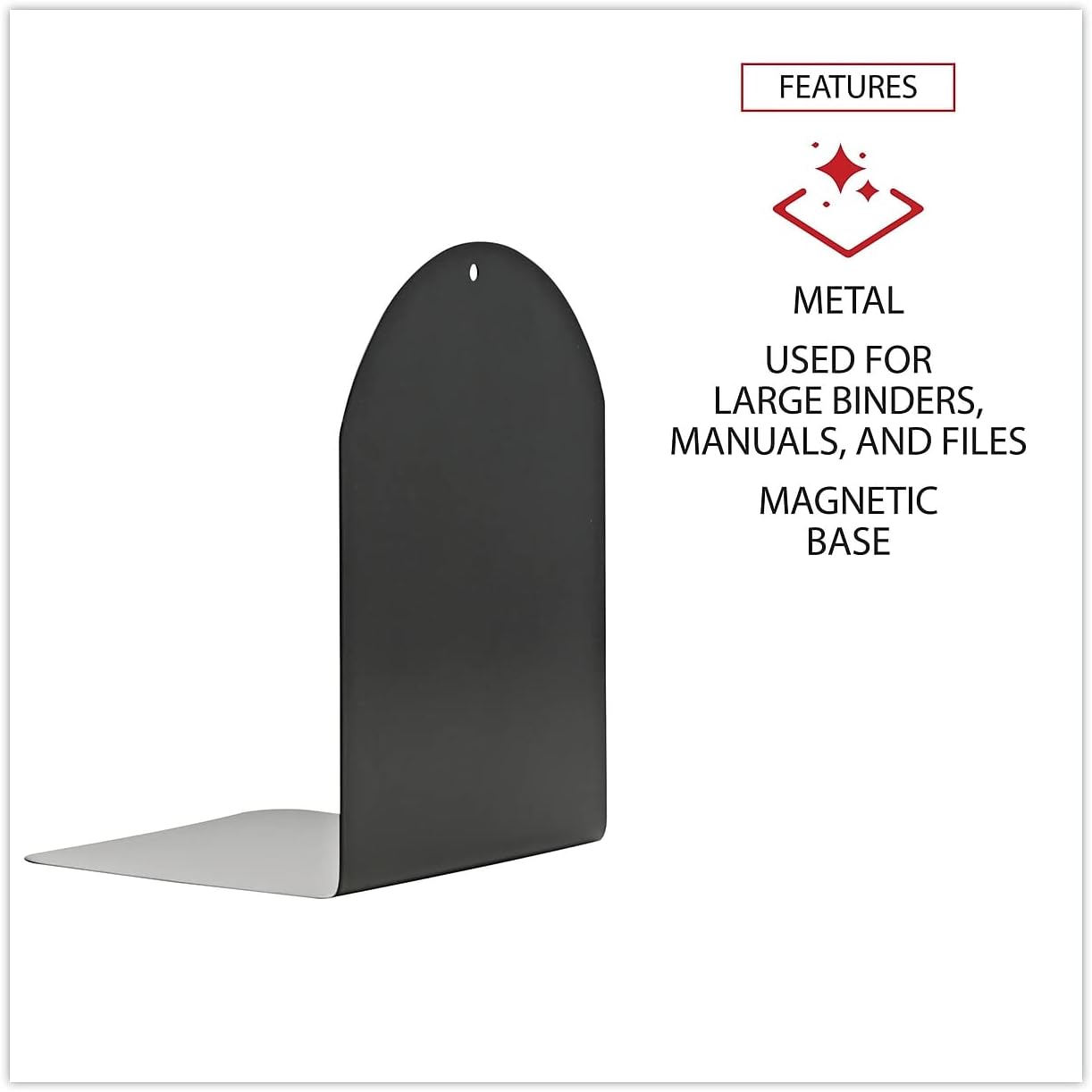 Universal Bookends with Magnetic Base, 6 x 5 x 7, Metal, Black - Image 3